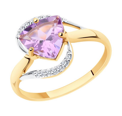 Inel din aur cu ametist și zirconii