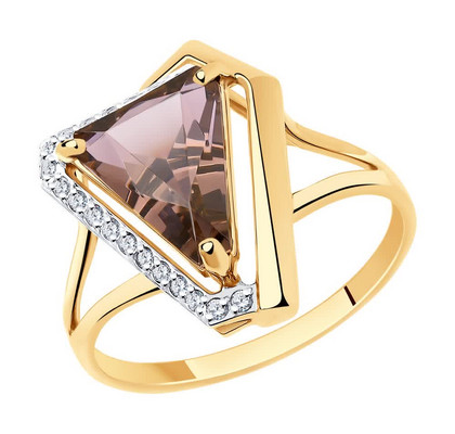 Inel din aur cu sitall sultanit și zirconii