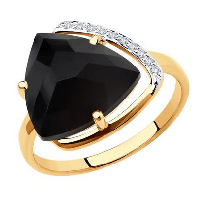 Inel din aur cu onix și zirconii