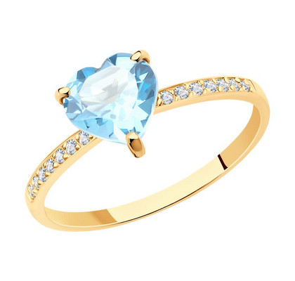 Inel din aur cu topaz și zirconii