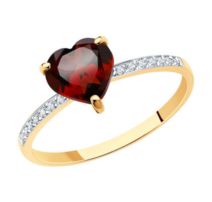 Inel din aur cu granat și zirconii