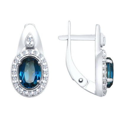 Cercei din argint cu topaze London Blue și zirconiu cubic