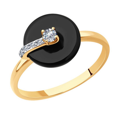 Inel din aur cu agat și zirconii