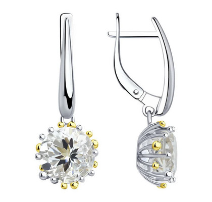 Cercei din argint aurit cu cristal de stâncă