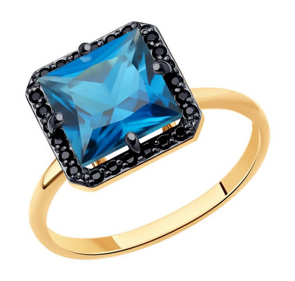 Inel din Aur cu Topaz London Blue și Zirconii