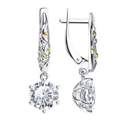 Cercei din argint aurit cu cristal de stâncă