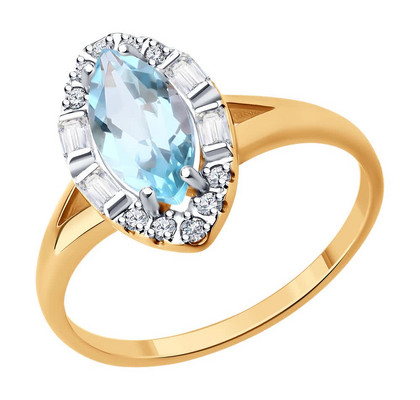 Inel din aur cu topaz și zirconii
