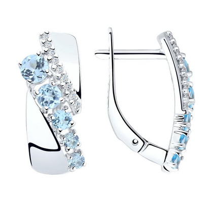 Cercei din argint cu topaze și zirconiu cubic