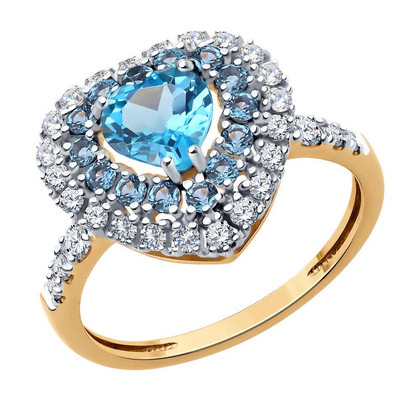 Inel din aur cu topaz și zirconii