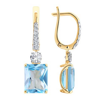 Cercei din aur cu topaze și zirconii