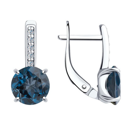 Cercei din argint cu topaze London Blue și zirconiu cubic