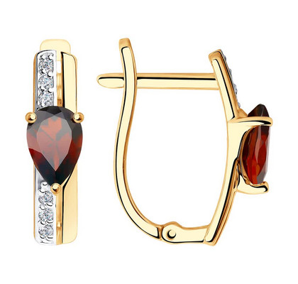 Cercei din aur cu granate și zirconii