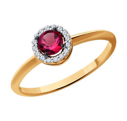 Inel din aur cu diamante și rubin.