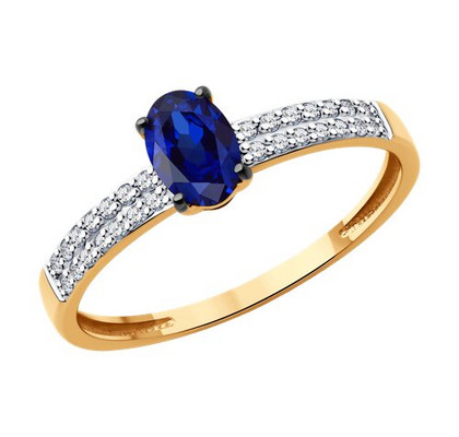 Inel din aur cu diamante și safir.