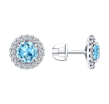 Cercei din argint cu topaz și zirconiu cubic