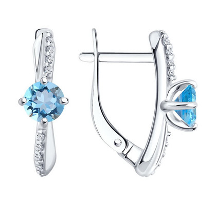 Cercei din argint cu topaze și zirconiu cubic