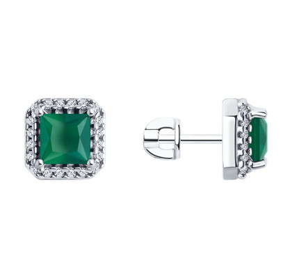 Cercei din argint cu agate și zirconiu cubic