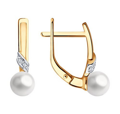 Cercei din aur cu diamante și perle