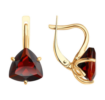 Серьги из золота с гранатами              