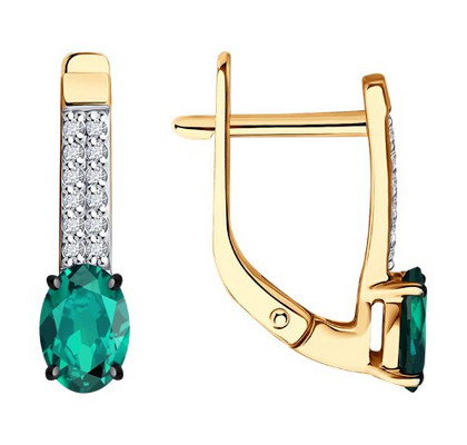Cercei din aur cu diamante și smaralde