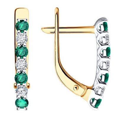 Cercei din aur cu diamante și smaralde