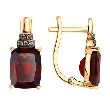 Cercei din aur cu granate și zirconii
