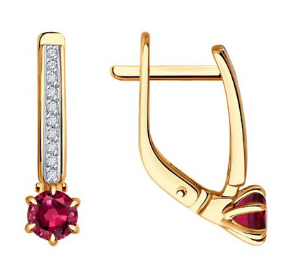 Cercei din aur cu diamante și rubine