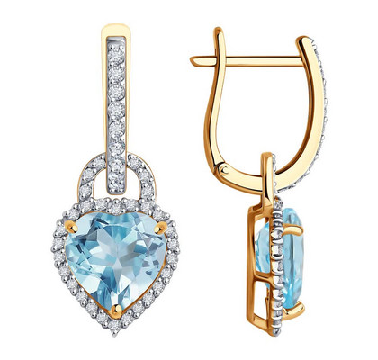 Cercei din aur cu topaze și zirconii