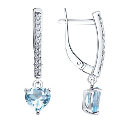 Cercei din argint cu topaze și zirconiu cubic