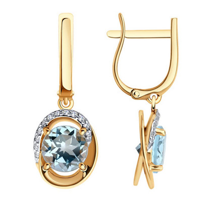 Cercei din aur cu topaze și zirconii