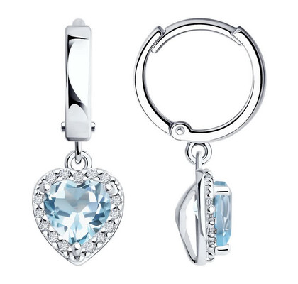 Cercei din argint cu topaze și zirconiu cubic