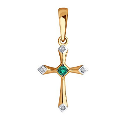 Pandantiv din aur cu diamante și smarald.