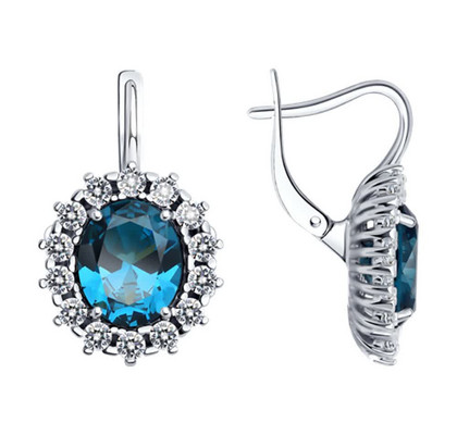 Серьги из серебра с ситаллами и фианитами