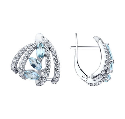 Cercei din argint cu topaze și zirconiu cubic