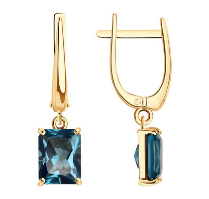 Cercei din aur cu topaze London Blue