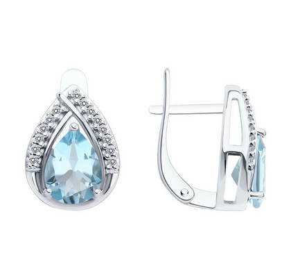 Cercei din argint cu topaze și zirconiu cubic