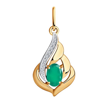 Pandantiv din aur cu agat și zirconii