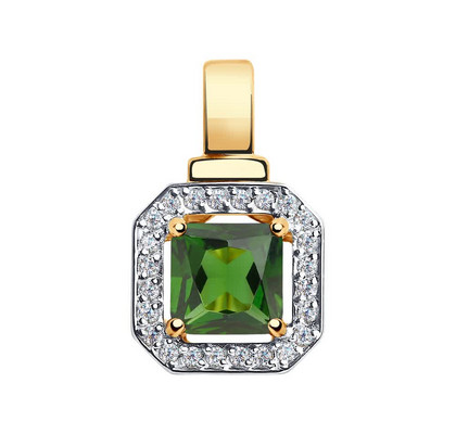 Pandantiv din aur cu sital de turmalină și zirconii