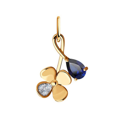 Pandantiv din aur cu corund și zirconii