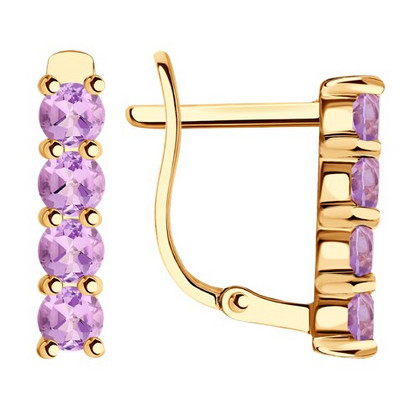 Серьги золотые с аметистом