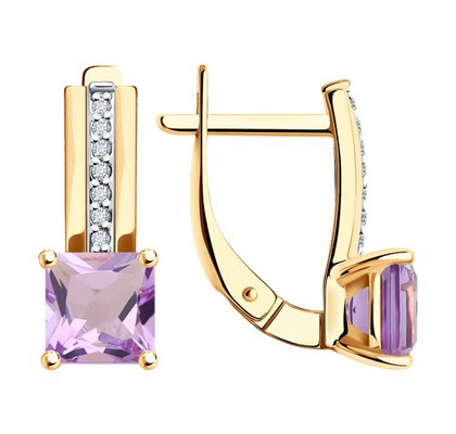 Cercei din aur cu ametist