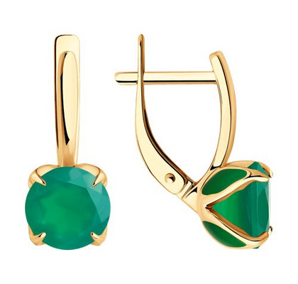 Cercei din aur cu agată