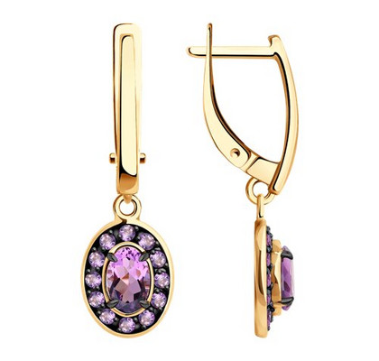 Cercei din aur cu ametist