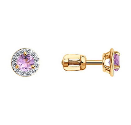 Серьги золотые с аметистом