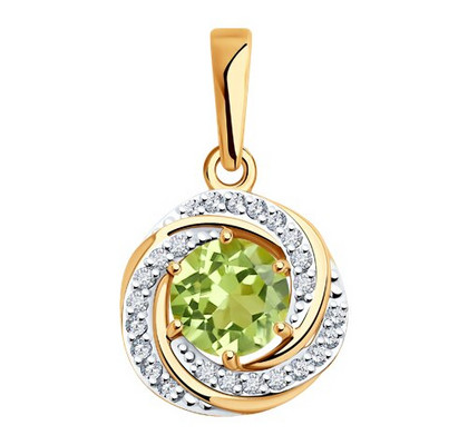 Pandantiv din aur cu crizolit