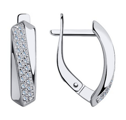 Cercei din aur alb cu fianite