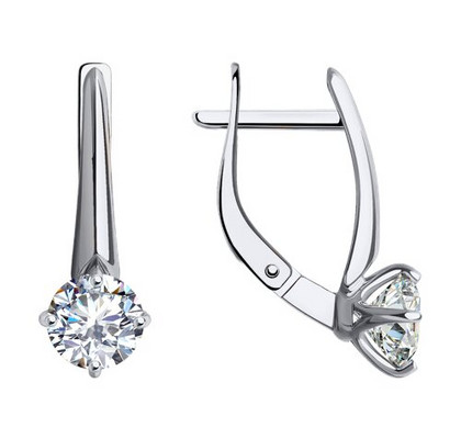 Cercei din aur alb cu fianite