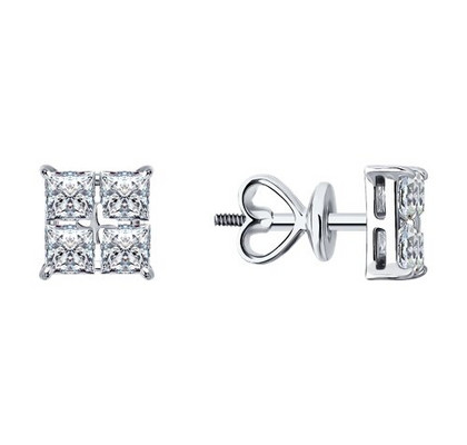 Cercei din aur alb cu diamante de laborator și rubine