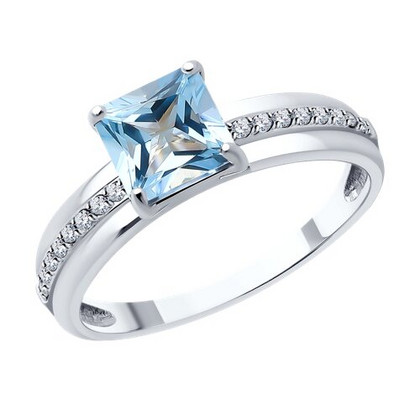 Кольцо из белого золота с топазом