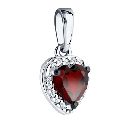 Pandantiv din argint cu granat și zirconiu cubic